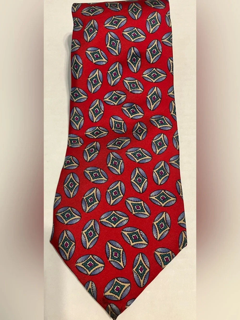 Red Geometric Medallion Men's Tie